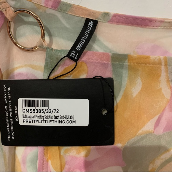 NWT Pretty Little Thing Abstract Print Ring Detail Maxi Beach Skirt - Picture 5 of 6